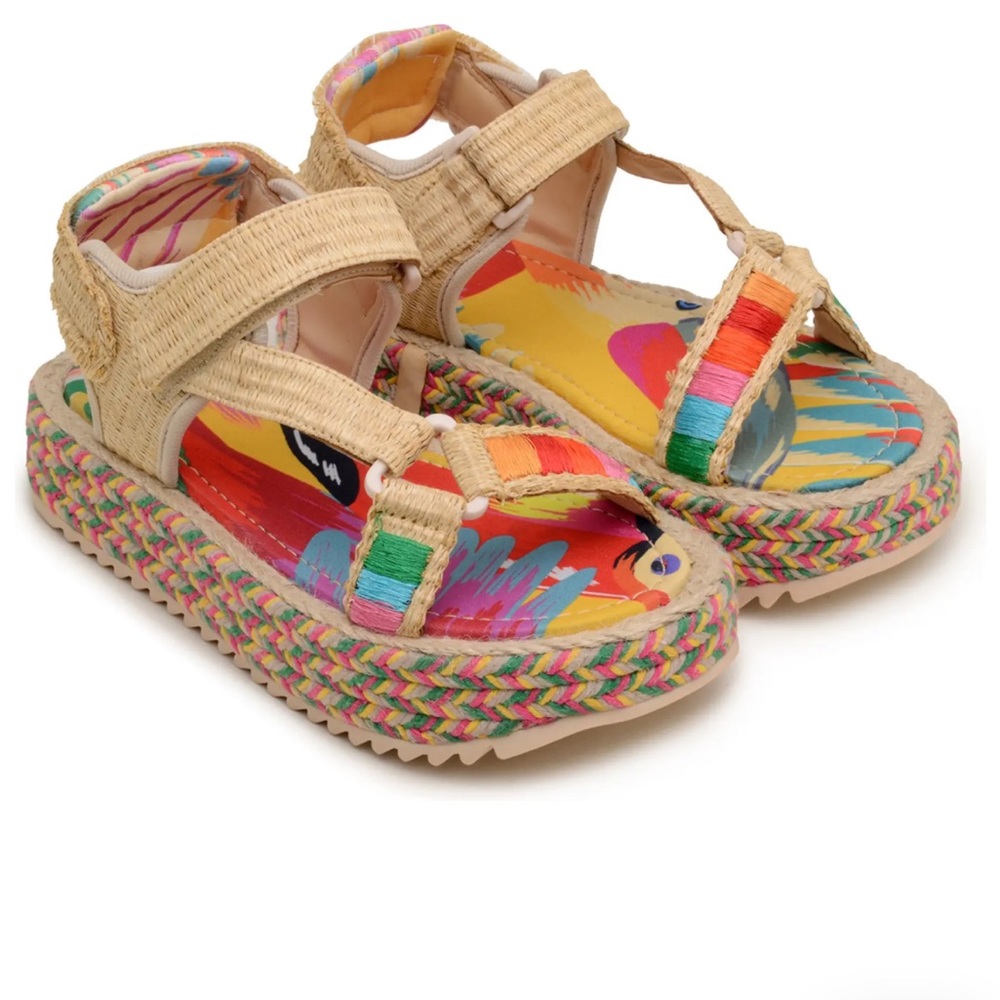 Farm Rio Corful Toucans sandals size 8